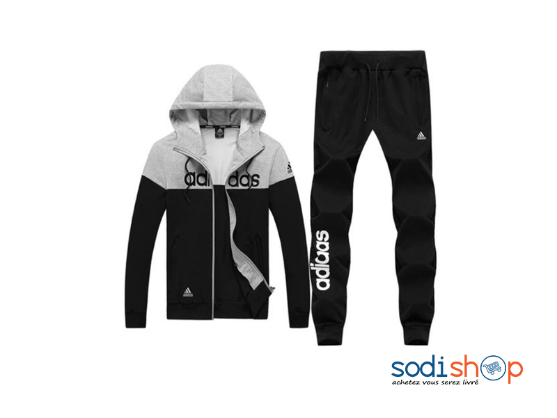 Ensemble Adidas Sweat à Capuche Pantalon Jogging Couleur Noir