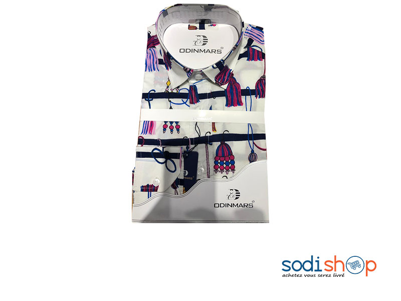 OdinMars Chemise Pour Homme à Motif Couleur Blanche et Rose