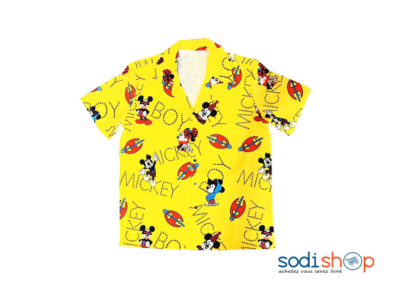 Chemise à Motif Couleur Jaune Ultra Stylée Mickey Boy Pour Homme