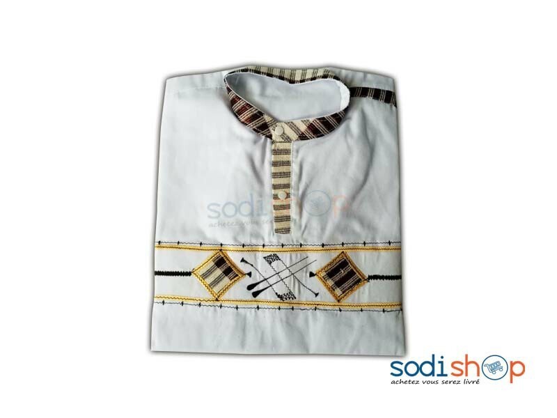 Habit Pour Homme Chemise Africaine Couleur Blanc Haute Qualité - Main Image
