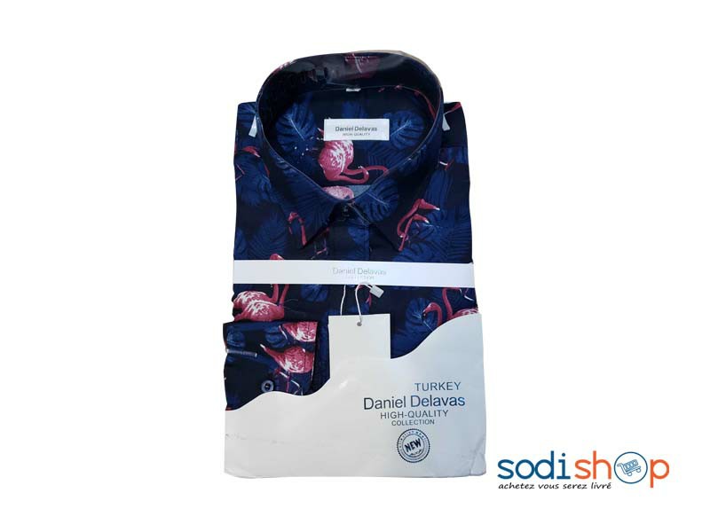 Daniel Delavas Chemise Pour Homme – Imprimé Floral Couleur Bleu et - Main Image