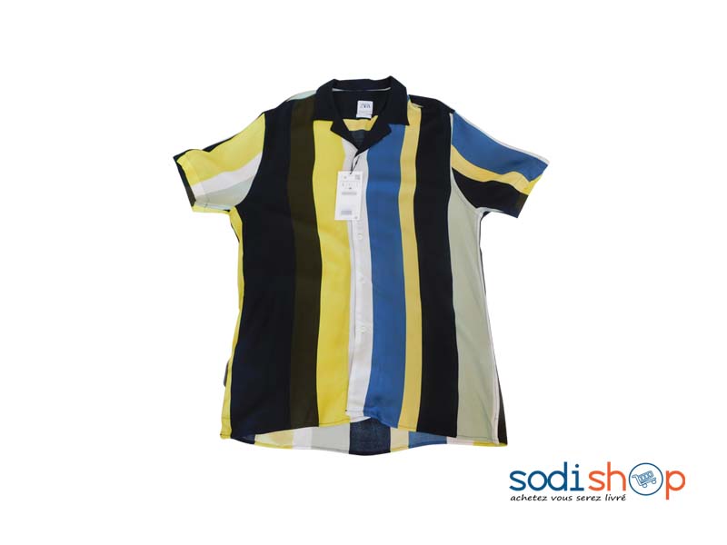 Chemise Zara Vêtement Pour Homme Imprimé Jaune et Noir UN0079