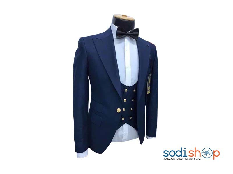 Blazer Smoking Couleur Bleu Foncé Veste Pour Homme BK0096