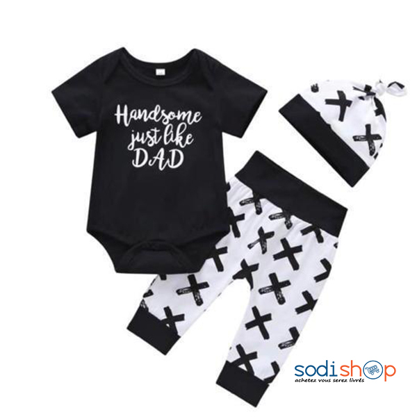 Vêtement Pour Bébé 100% Coton Barboteuse Pantalon et Bonnet